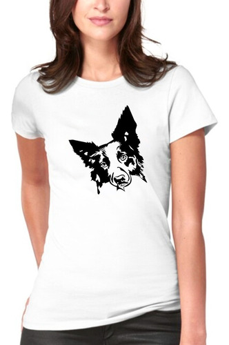 Polera Estampado Perro Border Collie  Dog Moda Mujer