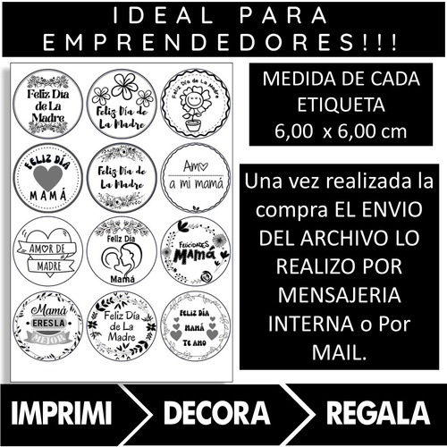 Imagen 2 de 4 de Tarjetas Dia De La Madre Imprimible Pdf Bn 01 Tags Etiquetas