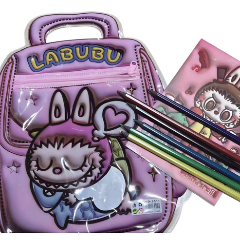 Set De Papelería Con Bolsa Estilo Mochila La Bubu