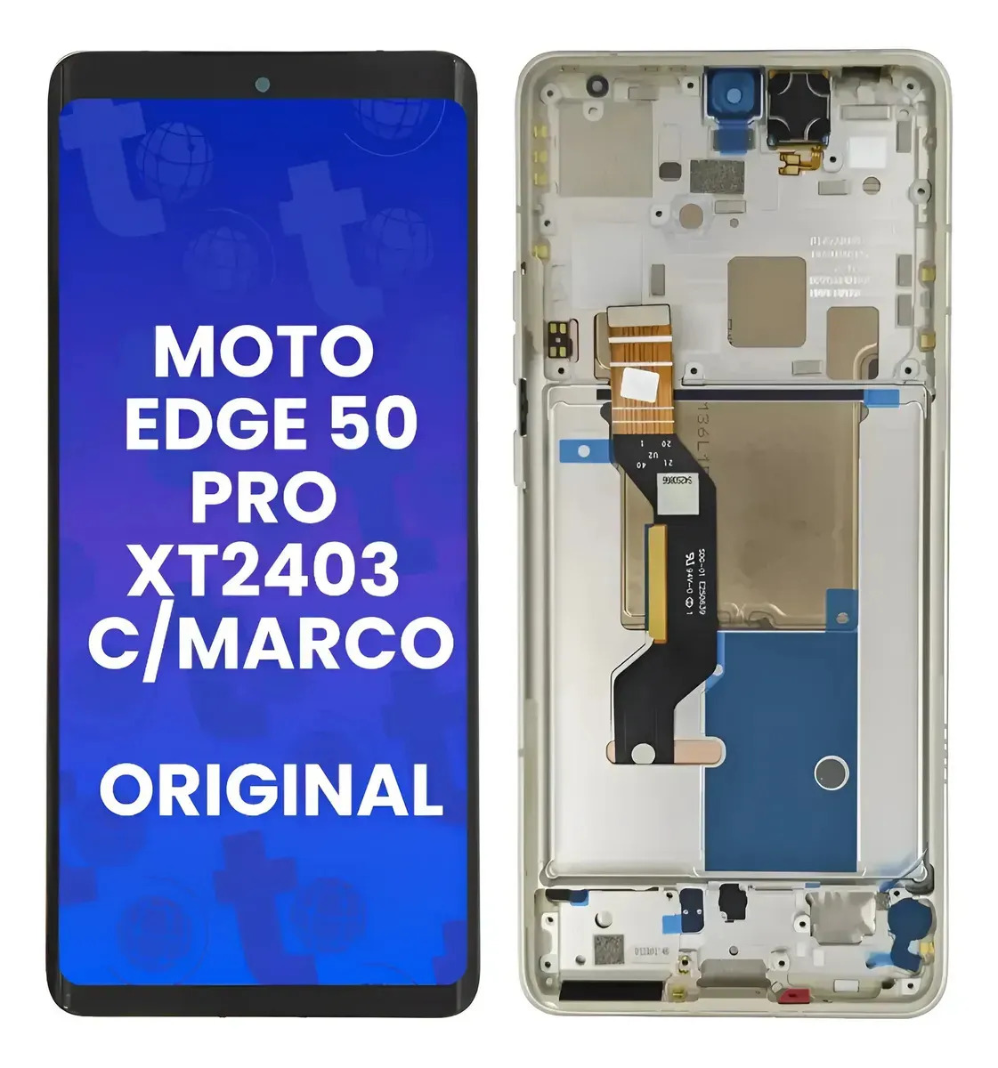 Modulo Motorola Moto Edge 50 Pro XT2403 Con Marco Pantalla Display Touch pOLED Tactil Original Completo Repuesto Celular Componente Frente Blanco Calce Perfecto Servicio Tecnico
