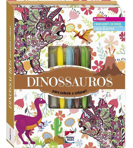 Livro Meu Superkit Brilhante De Arteterapia! Dinossauros