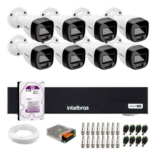 Kit Intelbras 8 Cam Vhd 1220b Full Color 1080p Dvr 3008 2tb