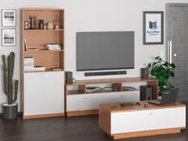 Comprar Combo Rack Mesa Tv + Biblioteca + Mesa Ratona Con Cajon Color Blanco