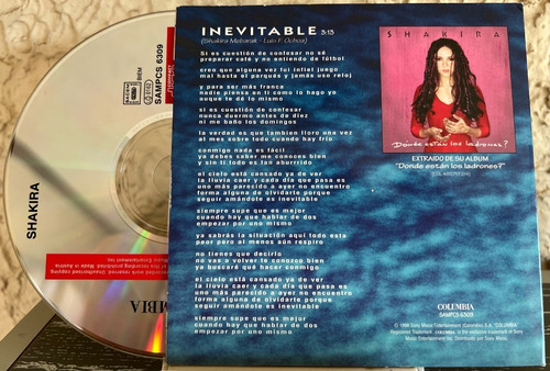 Shakira - Inevitable Sencillo Import España Single Raro (Usado)