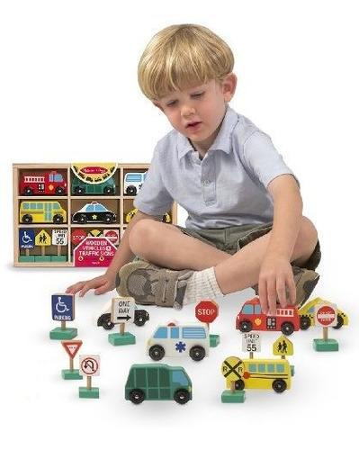 Juego De Vehículos - Melissa & Doug Wooden 6-vehicle And 9-t