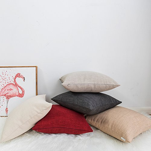 Jeanerlor Funda De Almohada Decorativa De Lino Con Forro Sin