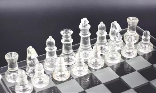 Belíssimo jogo de xadrez todo em vidro, Jogo de Xadrez