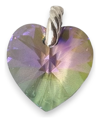 Dije Plata Cristal Swa Corazon Cristal Tornasolado 18mm