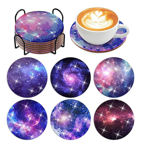 Posavasos Diamante 6 Piezas Nebulosa Y Galaxia Kit Posavasos