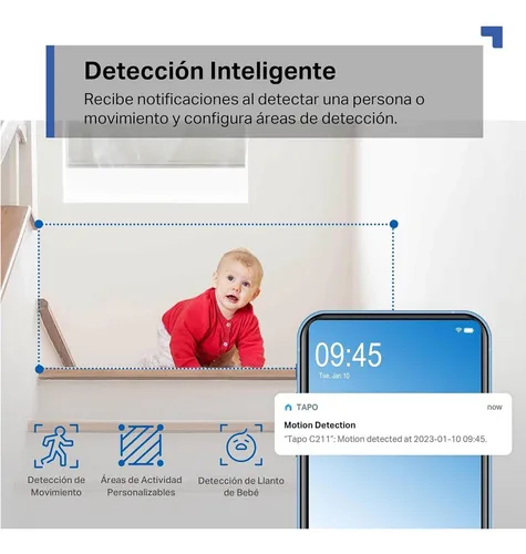Tp-link Tapo C211 cámara PT 3MP 2k WIFI con audio bidireccional visión nocturna y seguimiento inteligente Autrotracking grabación 360° color negro