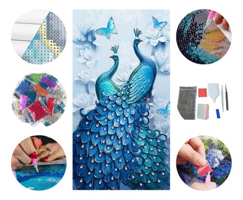 F Kit De Pintura De Diamantes 5d 30x40 Lucky Peacock Squares
