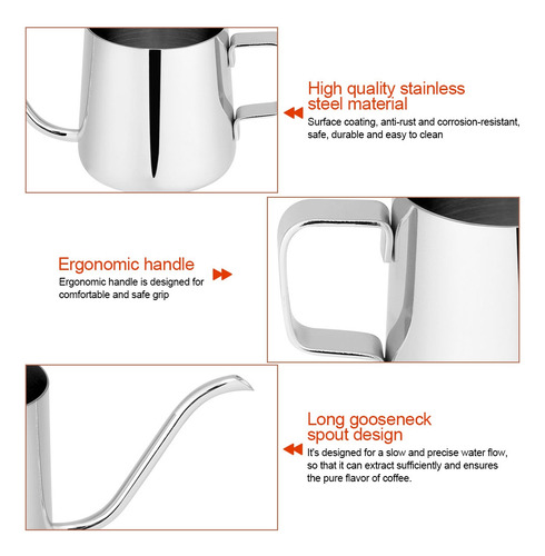 Cafetera Gooseneck Kettle De Acero Inoxidable Con Caño Largo