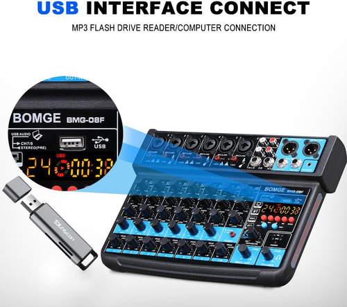Bomge De 8 Canales Mini Mezcador De Audio Mixer De La Línea,