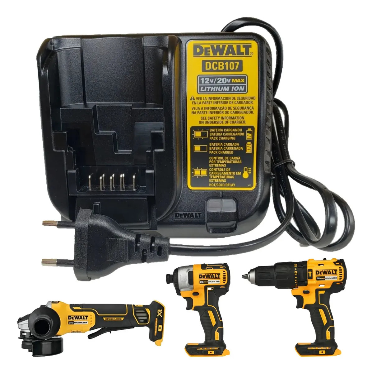 Carregador Baterias 20v Dcb107 Dewalt Parafusadeira Bivolt