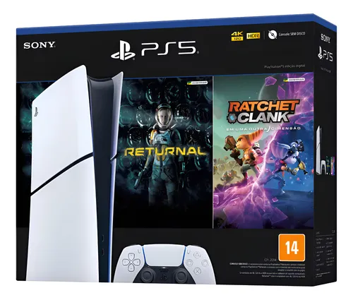 Imagem do produto Console PS5 Slim 1TB Digital Edition + 2 Jogos – Branco em Mercado Livre