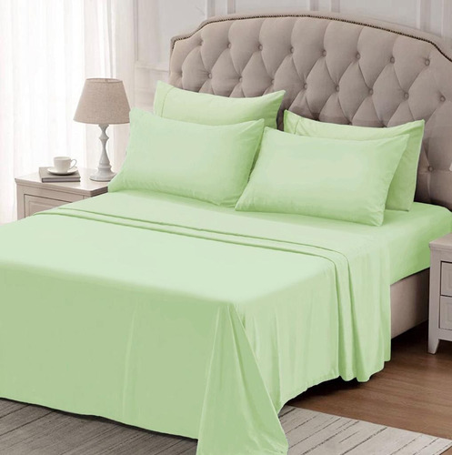 Juego de sábanas Linea Blancaok Hotelera Onix color verde agua con diseño lisa para colchón de 200cm x 140cm x 30cm