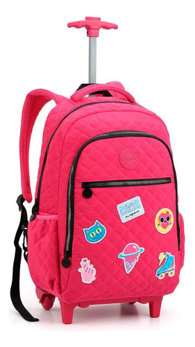 Mochila De Rodinhas Rosa Awesome Colorup Escolar - Seanite