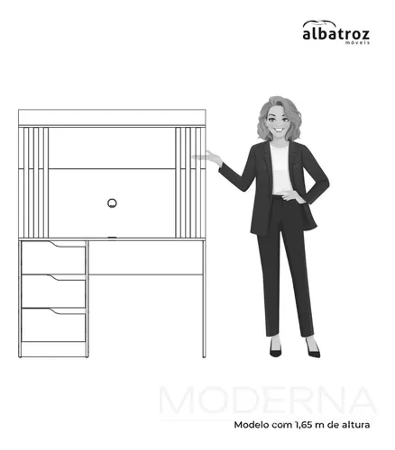 Escritorio Panel Albatroz Cinamomo Mate/off White