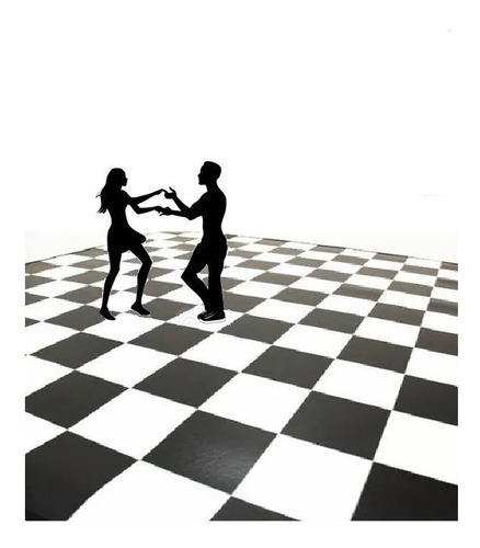 Imagem 1 de 3 de Tapete Xadrez Preto E Branco Para Pista De Dança Lona 4x2 M
