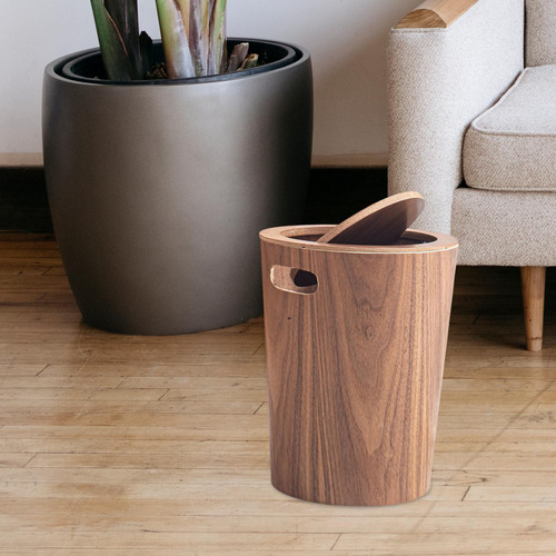 Bote De Basura De Madera Con Tapa De Residuos De Madera Bin