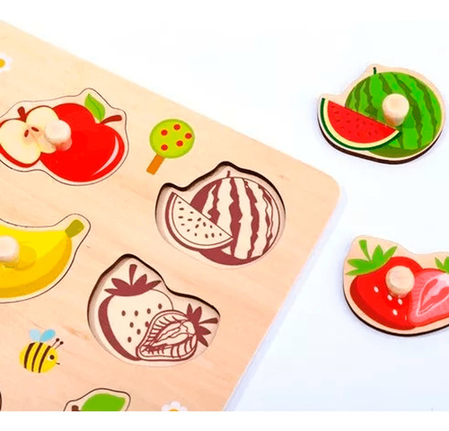 Juego Didáctico De Madera Tooky Toy Puzzle De Frutas