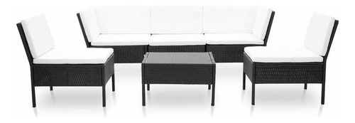 Sala Lounge De Jardín De 6 Pza Con Cojines Ratán Negro M0