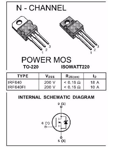 Imagen 6 de 6 de Irf640n Irf640 Mosfet De Potencia 200vol 18a To220 10 Piezas