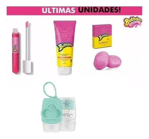 Kit O Boticario Bubbaloo Gloss Morango E Leite Babalu