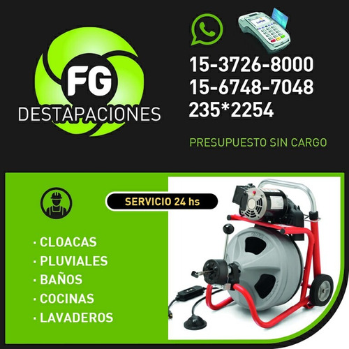 Imagen 2 de 6 de Destapaciones Cañerias,cocinas,baños,cloacas C/maquina