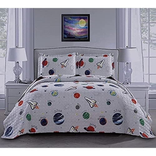 3 Pi Ece Space Quilt Summer Bedspreads Twin,kids Planet Bed 