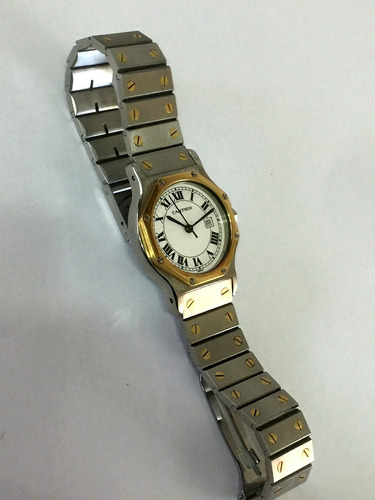Elegante Cartier Santos Octagon 30mm Aço-ouro 18k Ref.: 2966