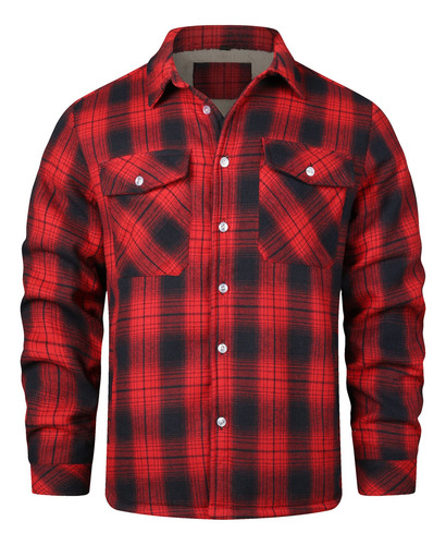 Chaqueta Tipo Camisa De Franela A Cuadros De Forro Polar Con
