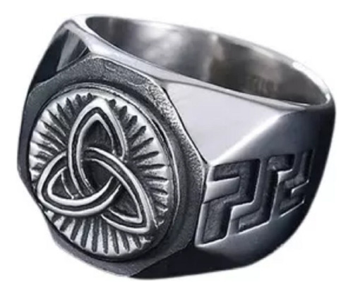 Anel Aço Inox Viking Valknut Dark Runas Triquetra Thor Odin