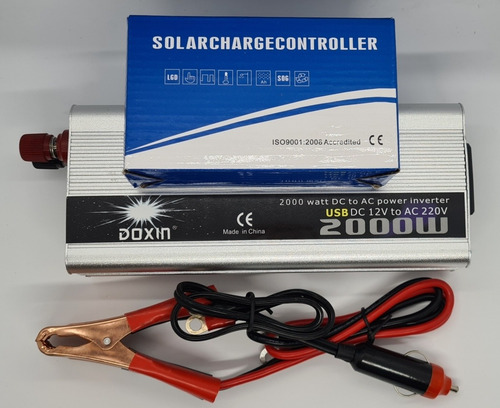 Imagen 2 de 8 de Convertidor Inversor 12v 220v 2000w Con Regulador 30 Amperes