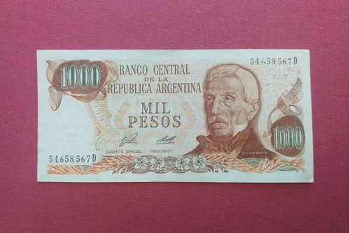 Billete Argentina 1000 Pesos Ley 18.188 Serie D 54658567