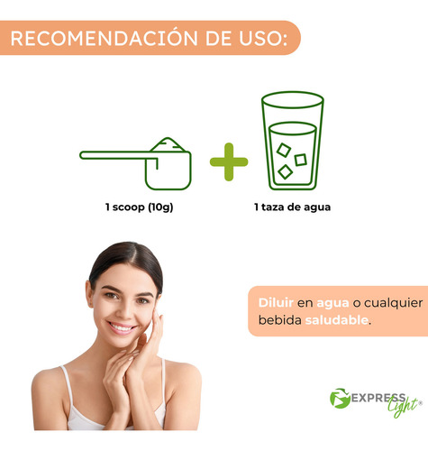 Colágeno Hidrolizado Polvo Suplemento Dep Express Light 500g Sabor Jengibre-limón