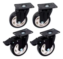 Comprar 4 Ruedas Giratorias Reforzada 75mm Doble Ruleman 2 Con Freno Ruedas Negro