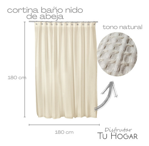 Imagen 3 de 9 de Cortina Baño Nido Abeja + Protector Antihongos Perla Oregon