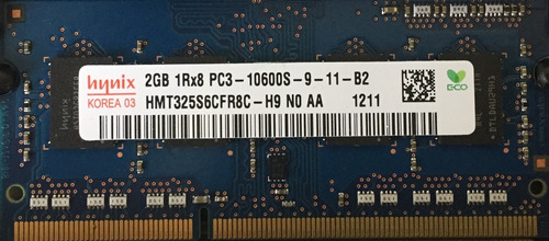 Memoria 2gb, So-dimm, Ddr3, Pc3 - 10600, 1333 Mhz