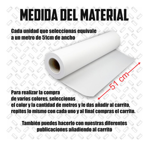 Rollo 50 Metros Continuos Vinil Textil Basico Eliges Colores
