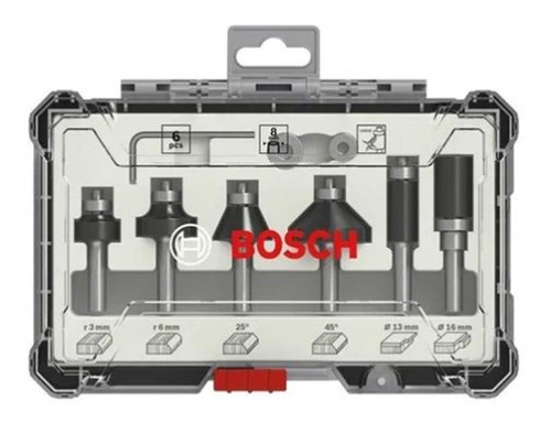 Kit X 6 Fresas Con Copiador Ruleman Madera 1/4 Bosch 470