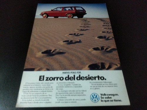 (pa640) Publicidad Clipping Volkswagen Polo Fox * 1987