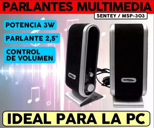 Parlante Stereo Multimedia Eqqus Ts- 128 Pc O Notebook 3.5mm Gris