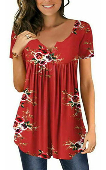 Top De Vestir 9003 Camiseta Con Estampado Floral Para Mujer 