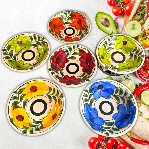 Juego De Platos Ondos 800ml Floral Menudo - 6
