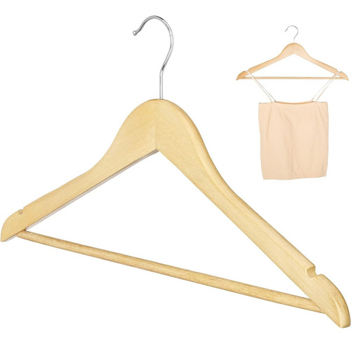 Perchas De Madera Para Ropa Con Barra Pantalones X 6 Piezas