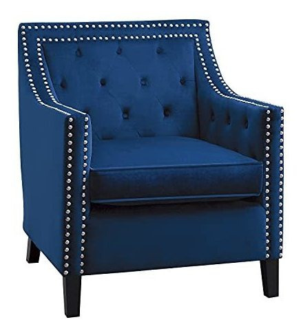 Mueble - Sillón Lexicon Portola De Terciopelo, Azul Marino