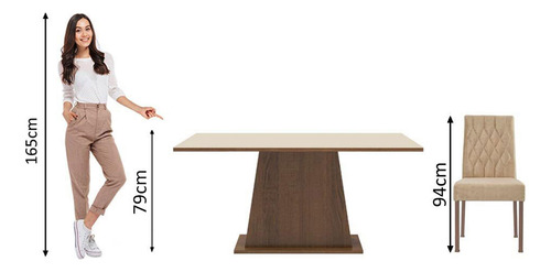 Juego De Comedor Madesa Britney Con 6 Sillas Marrón/crema/imperial Liso