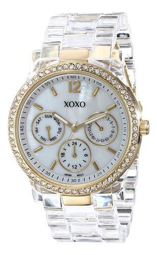 Reloj Mujer Xoxo Xo5527 Cuarzo Pulso Dorado En Poliuretano