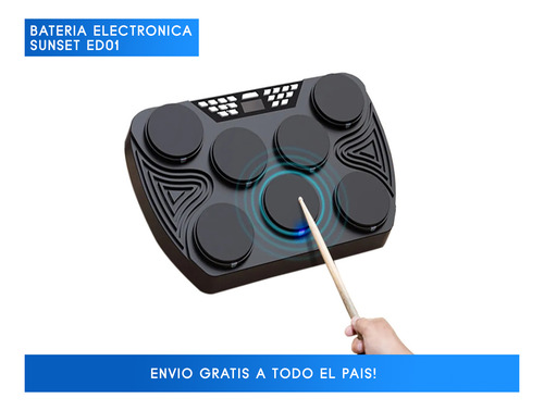 Bateria Electronica Sunset Portatil + Pedales Y Palillos
